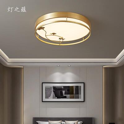 新中式铜吸顶277灯圆形le中d客厅铜灯现代风式全设计师中国卧室灯