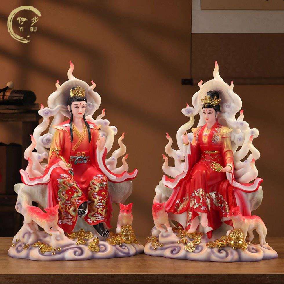 九尾女狐真身像青丘女神九尾娘娘九姑娘真身像体家用客厅供奉摆件