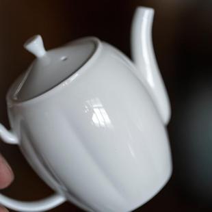 甜白釉复古手工泡茶壶单个小号家用陶瓷小品壶家用简约泡茶器 中式
