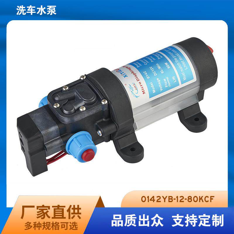 供应智能新款风扇洗车泵自吸12V80W洗车水泵电动高压微型隔膜泵