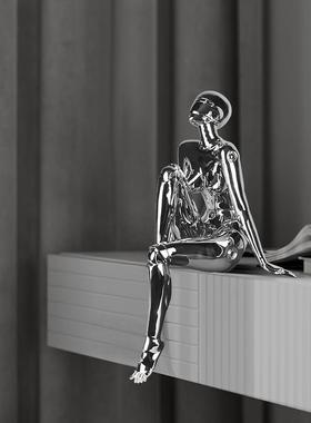 空山基机械姬女神摆件高级家居轻奢艺术装饰客厅桌面电镀人物雕塑