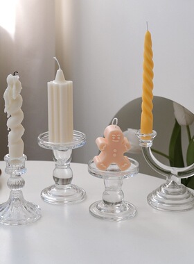 罗马轻奢法式复古水晶蜡烛台玻璃香薰烛光晚餐婚庆拍摄道具蜡烛台