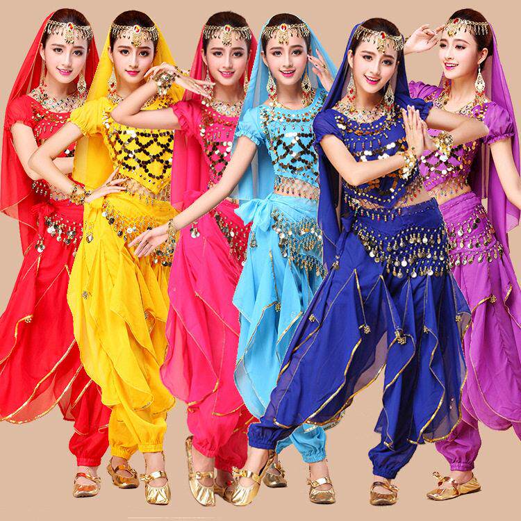 印度舞蹈服装天竺少女成人舞台演出服新疆肚皮舞旋转裤表演练习服