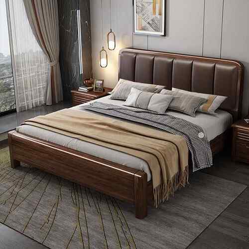 胡桃木全实木床轻奢高端储大气主卧5软包.1米小户型200中式物双人