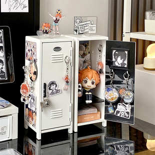 吧唧收纳盒桌面明星周边展示架二次元谷子立牌小痛柜迷你铁皮柜子