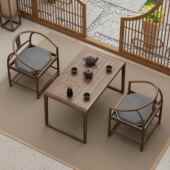 高档新中式 阳台茶桌榆木茶桌椅老组合简实木禅意小泡茶台户约型原