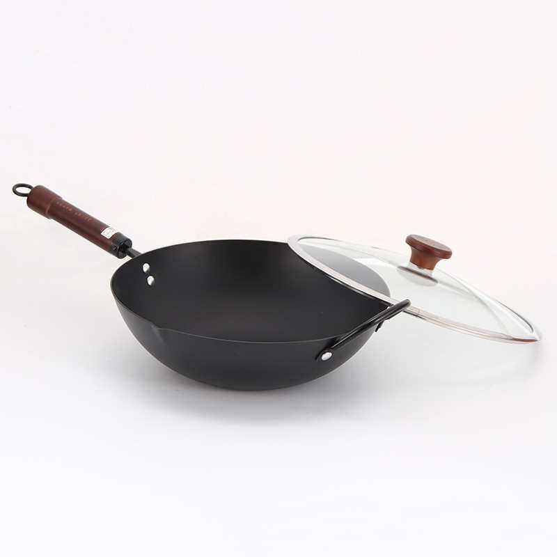 铸铁少油不炒锅批发不粘锅烟手工炒菜不粘锅日式炒锅家用铸铁沾