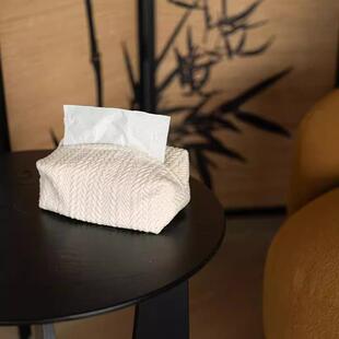 车载纸巾盒中控台北欧ins奶油风抽纸盒高级感麦穗纹理双层布艺纸