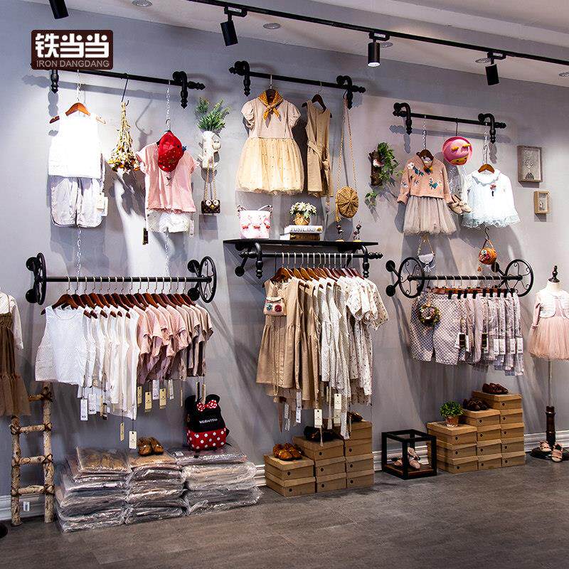 童装店货架展示架上墙壁挂式正挂多功能简约儿童服装衣架展示架