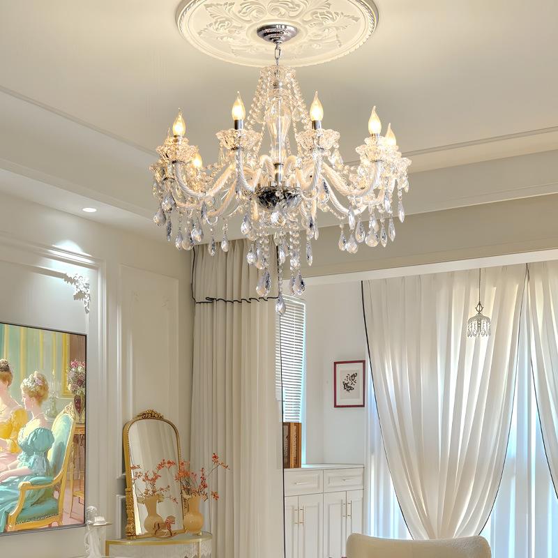 法厅式轻奢水晶吊灯客主灯复古宫廷风全光谱墅护高档眼别524灯具