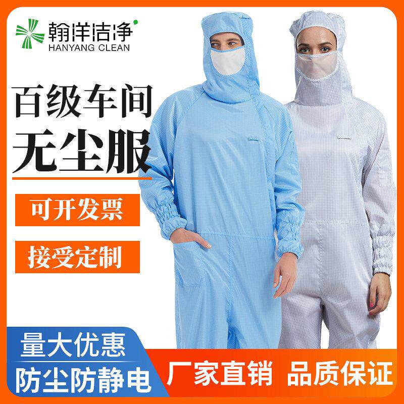 斜拉炼 炼 百级无尘服连身网格防静电服工作服防尘服车间带口罩洁
