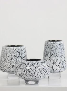 现代花瓶冰客厅裂纹轻摆件家居桌面样板间琉璃奢装饰高脚创意玄关