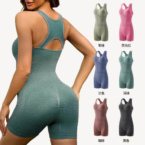 Self made chest cushion cross exercise yoga jumpsuit
