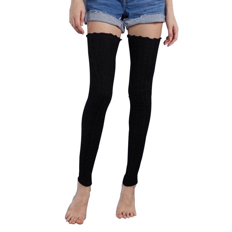 过膝腿套袜套毛线脚套高筒82厘米长筒黑色大腿纯色保暖定制