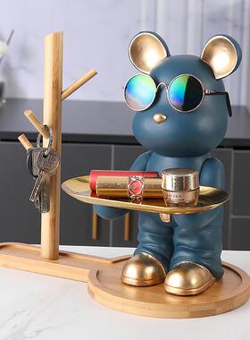 钥创520A意入网红熊门口玄关匙收纳摆件家居客厅鞋罐柜装饰品储钱