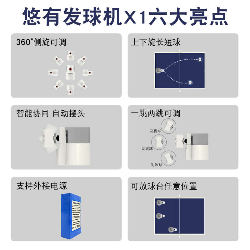 悠有X1乒乓球发球机 中考神器可APP双控发球器专业训练自动发球机
