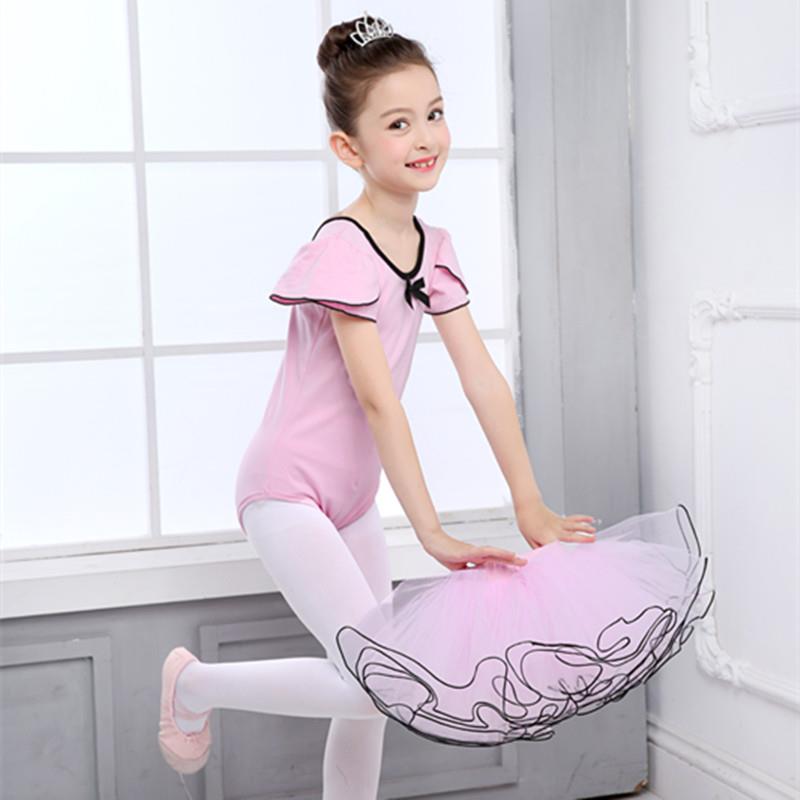 高档儿童舞蹈服装短夏季服女童芭蕾舞袖裙蓬蓬裙幼儿表功演中国舞