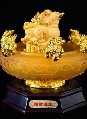 金蟾聚宝盆元宝工艺品摆件 收银台家居开业礼品精致
