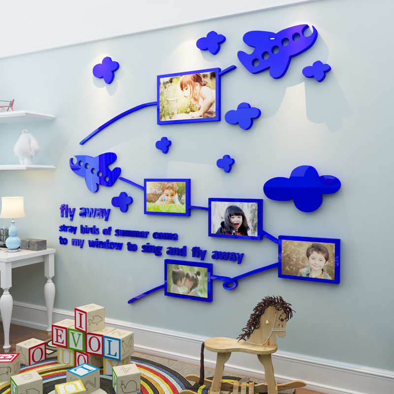 卡通墙贴儿童房照片相框墙幼儿园墙面装饰贴d立体亚克力墙壁贴纸