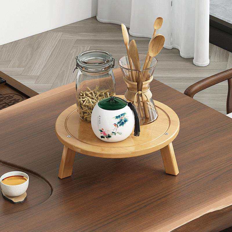 家用置物架桌上收纳架碗架锅架仿古带轮置物架子多功能花台花架子