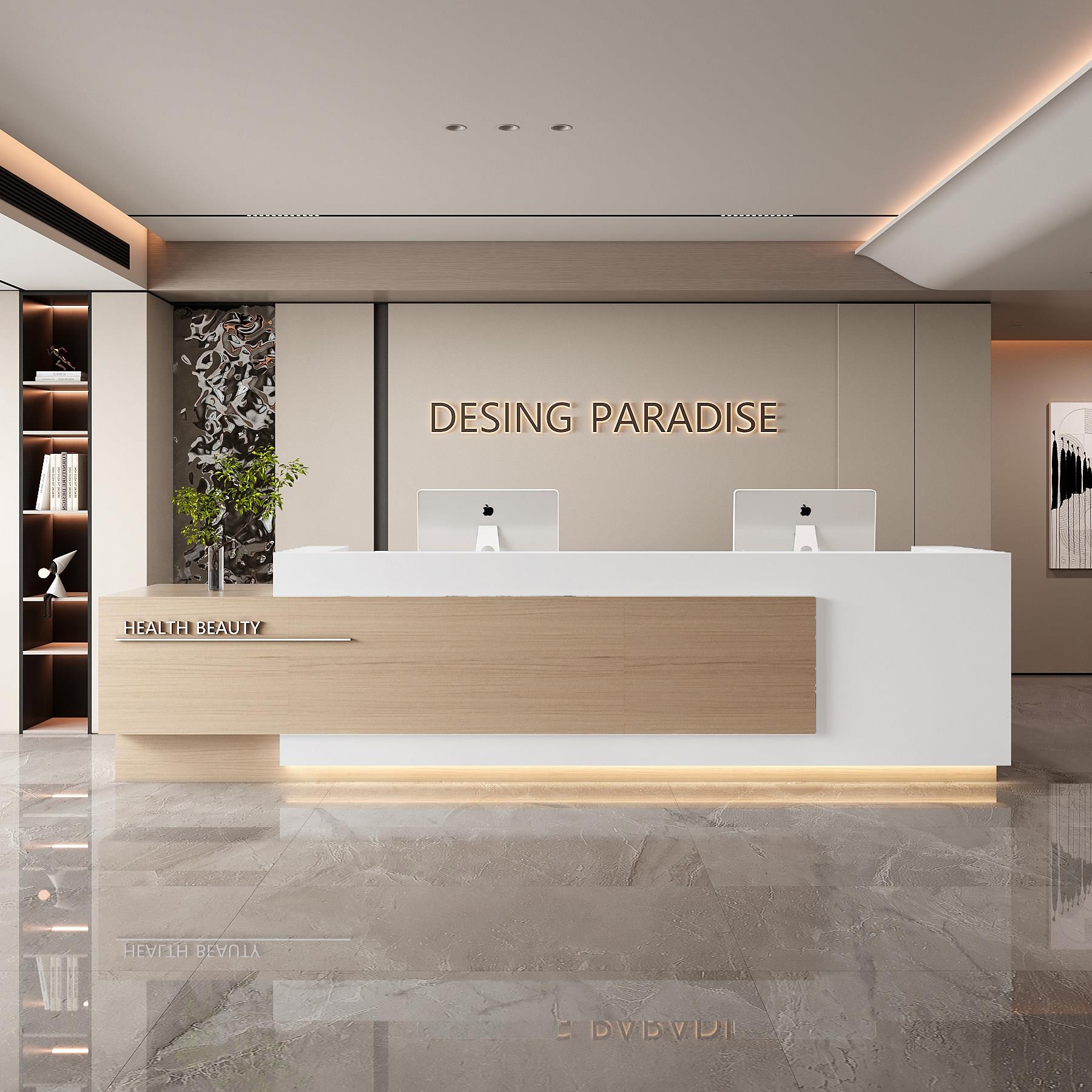 前台接待台简约公司酒店大厅样品屋展示中心大堂收银柜台办公室艺图片