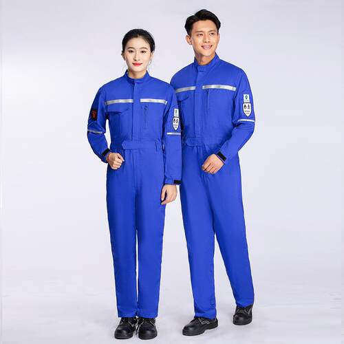 防阻燃防静电连体服反光条防护连体工作服套装电焊工人劳保服工装