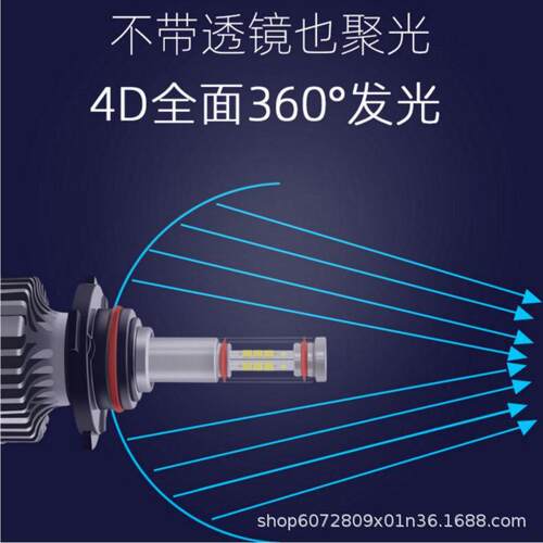 汽车360度四面发光LED大灯H7H11H19005/6/9012高亮远近光强