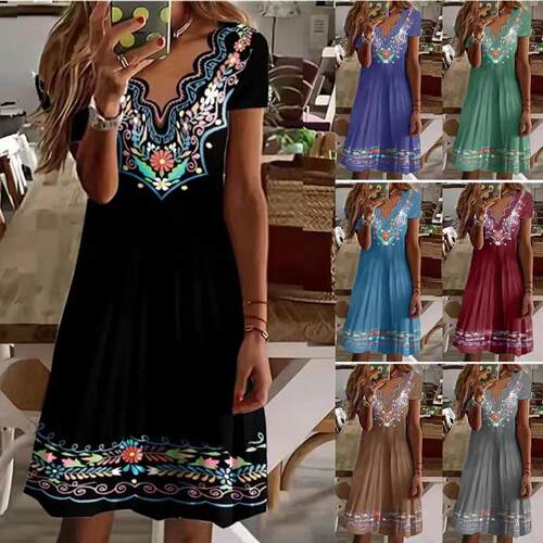 Fashion Bohemian Boho Ethnic Print Plus Size