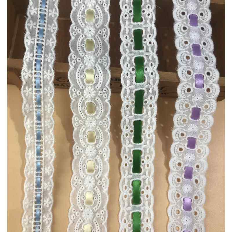 厂家直销新款棉布穿丝带花边刺绣蕾丝花边辅料 全棉棉布花边现货