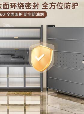 Fl多s加粗新款厨房置物架地YaTN4err多层落收纳边柜功能餐橱柜微