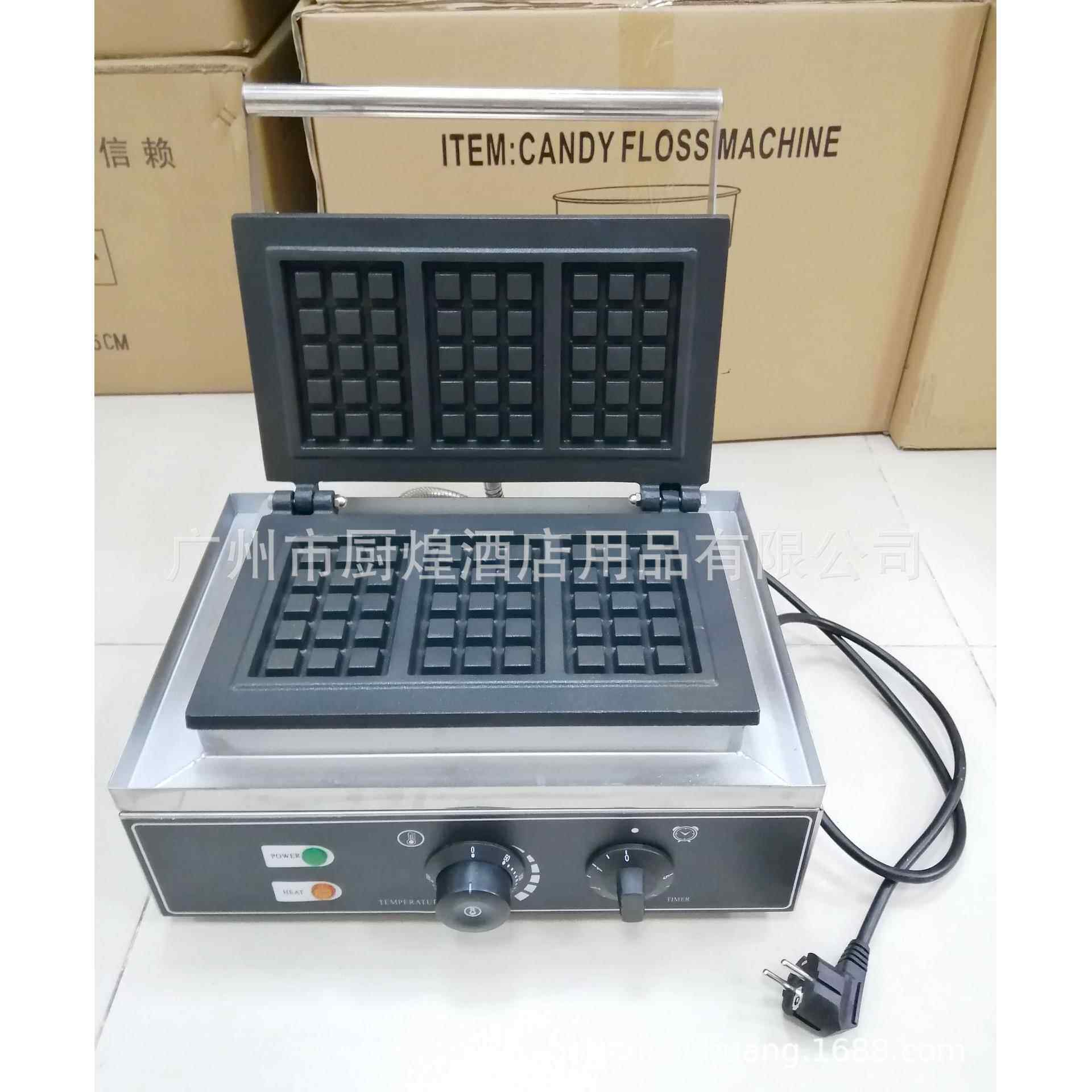 方形3片格子华夫炉比利时华夫饼机松饼机小吃设备可做110v