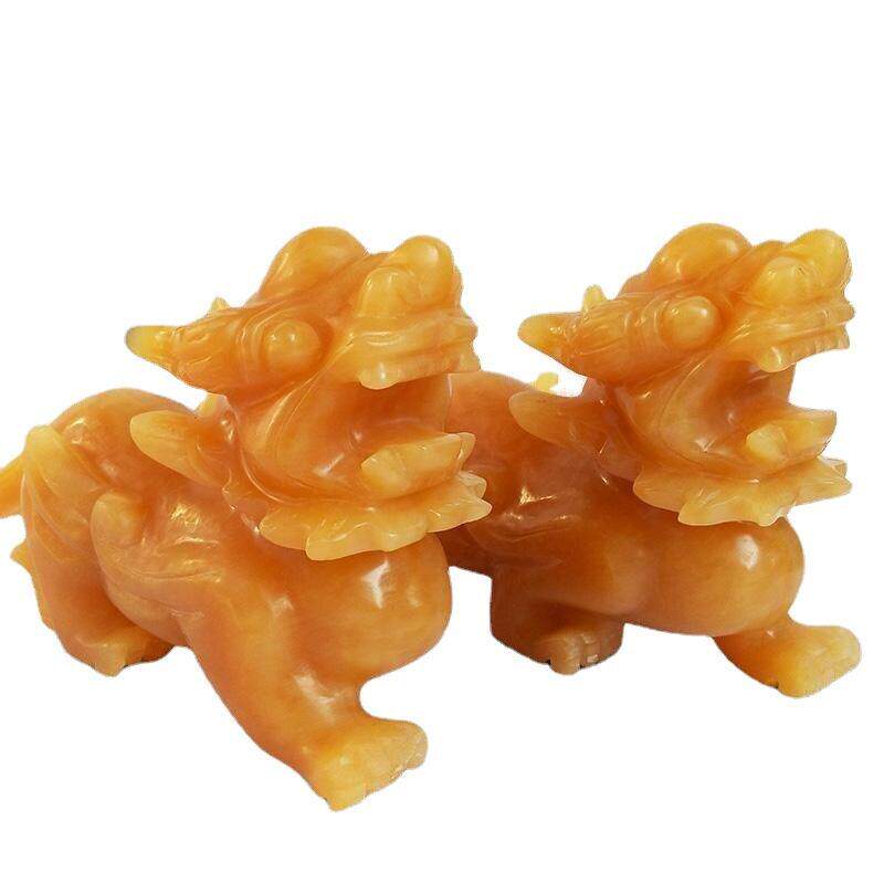 天然一对黄玉玉雕玉石貔貅玄关客厅玉雕工艺品档玉器装饰品摆件