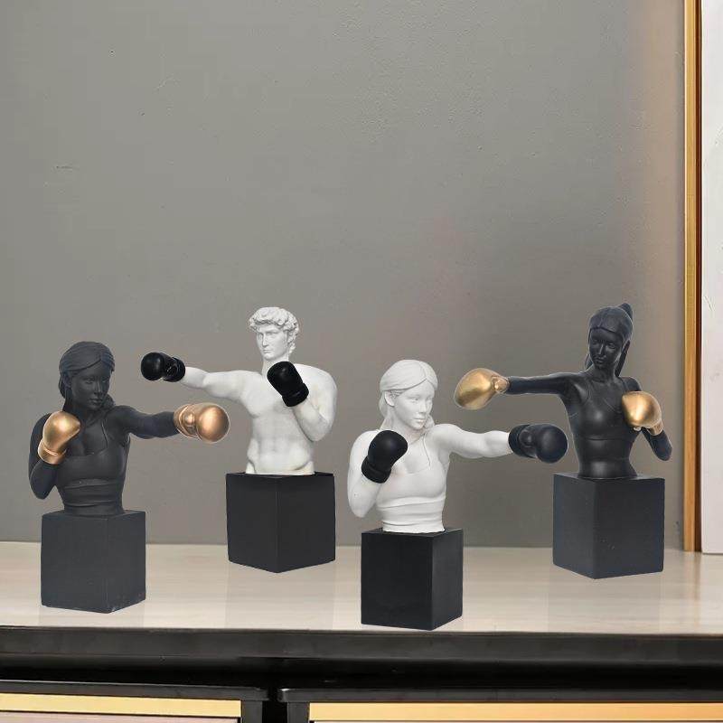 北欧人物雕像树脂摆件客厅电视柜高级感艺术品样板房办公室装饰品