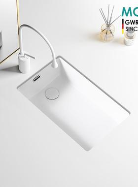 MOER竖装阳台陶瓷台下盆小户型迷你洗衣盆极窄宽家用洗脸盆小尺寸