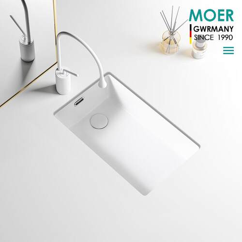 MOER竖装阳台陶瓷台下盆小户型迷你洗衣盆极窄宽家用洗脸盆小尺寸