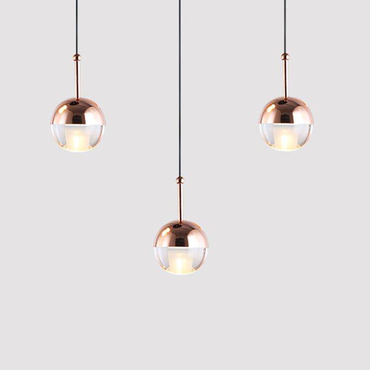 北欧卧室床头小吊灯简约现代设计师圆球玻璃铃铛玫瑰金色小吊灯