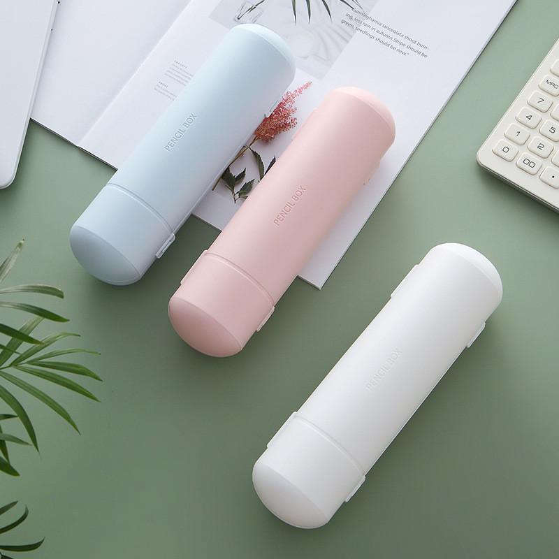 简约素色文具盒中小学生多功能笔盒纯色分格收纳铅笔袋ins创意女