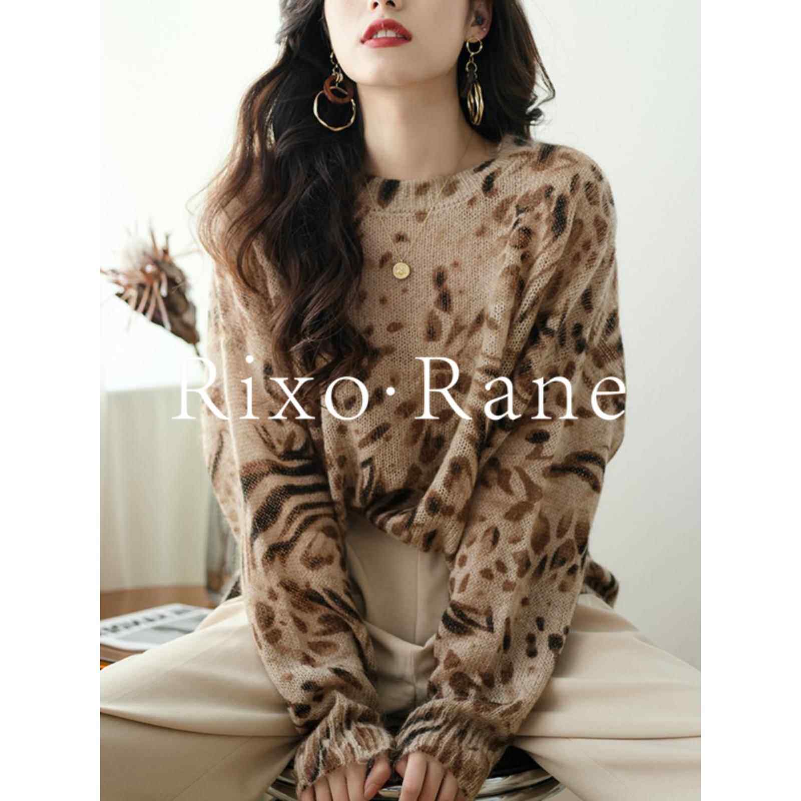 法国Rixo Rane 尽显美感⭐覆古港风豹纹毛衣女宽松慵懒风别致上衣
