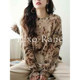 法国Rixo Rane 尽显美感⭐覆古港风豹纹毛衣女宽松慵懒风别致上衣