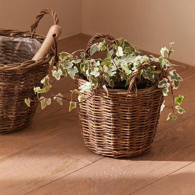 编织花盆花篮藤编草编手提篮子装饰摆饰鲜花干燥花插花柳编篮收纳