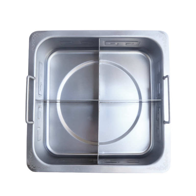 四宫格四味火锅盆双面激光满焊配套地排风无烟灶海底捞专用火锅盆