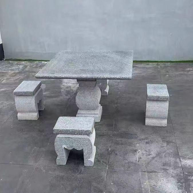 石桌桌子一套大理石花岗岩庭院花园庭院石头家用户外室外天然石凳