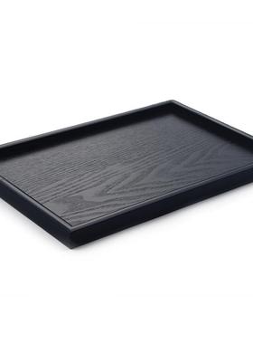 日式黑色木质托 托盘长方形实木盘子餐盘端盘子茶盘水杯托 托盘覆