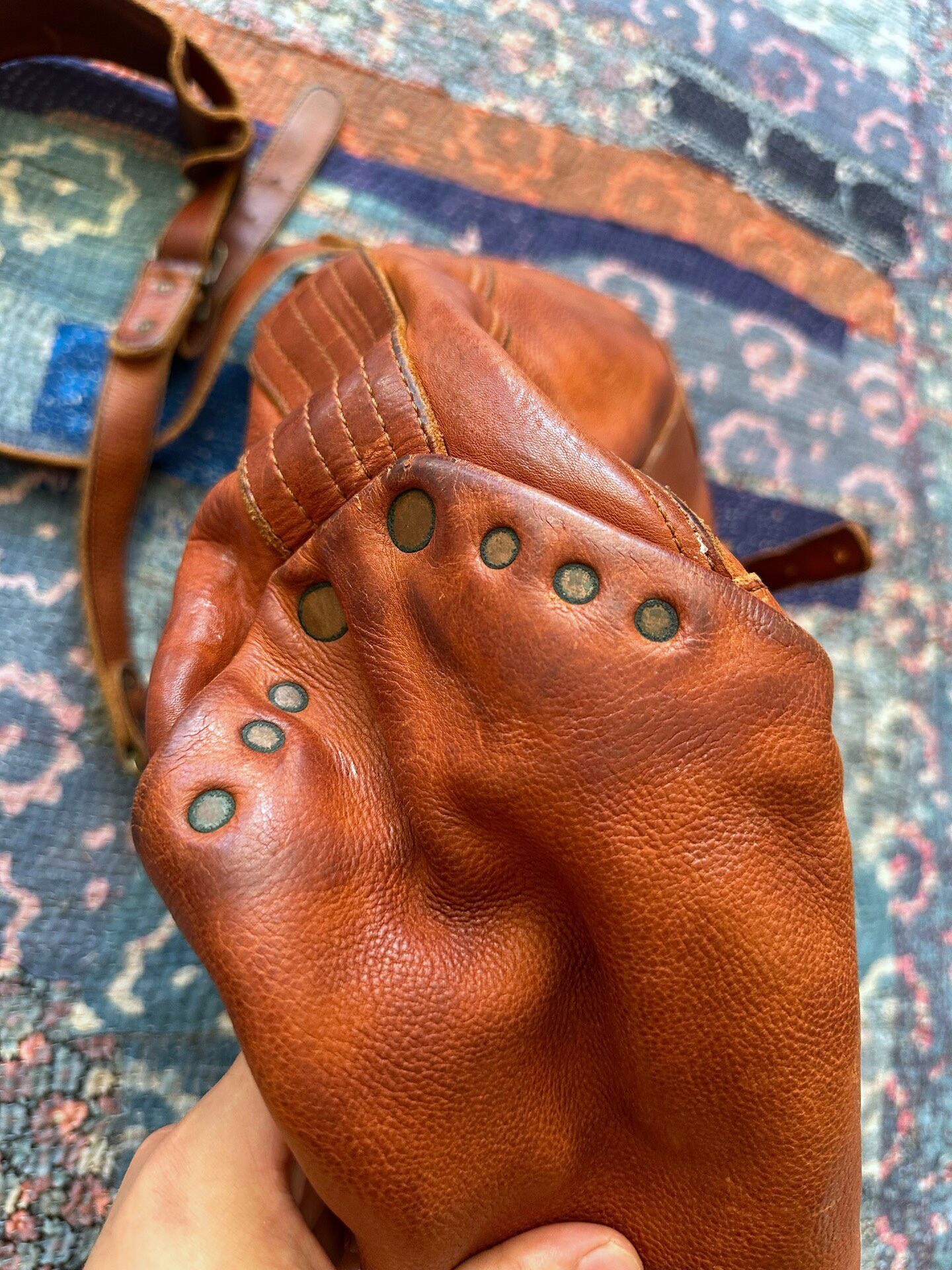 RRL Italian Brown Leather Tote — back