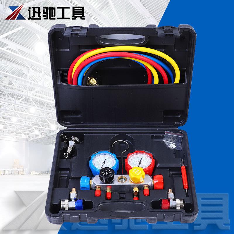 汽车空调加注工具双表阀加氟表空调加氟加液冷媒雪种套压力表工具