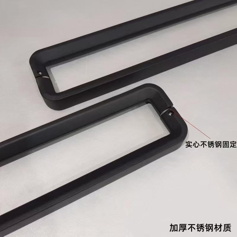 圆角玻璃门把手不锈钢现代简约黑色无指纹推拉门拉手防撞