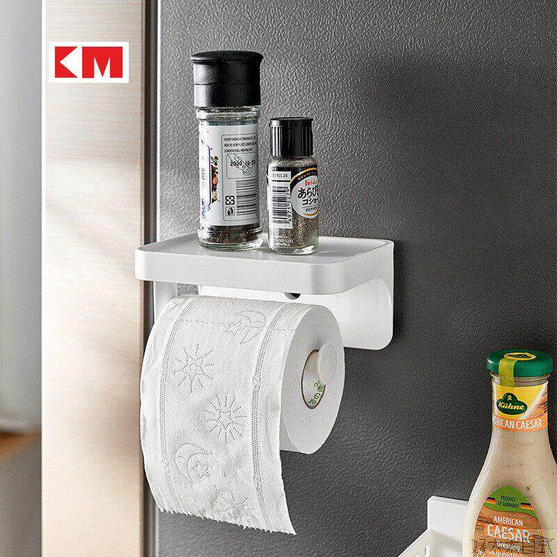 出口日本KM纸巾架简约磁吸厕所壁挂式卷纸架免打孔强力无痕调料架