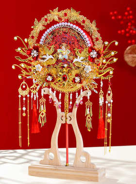 新娘结婚团扇手工diy材料包中式婚礼出嫁喜扇红色重工成品手工扇