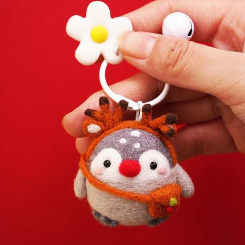 趣味羊毛毡戳戳乐diy材料包情侣手工创意玩偶新年礼物企鹅礼物