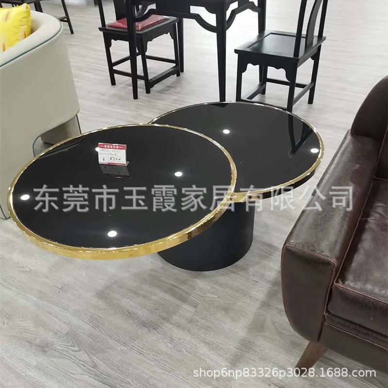 轻奢金属客厅茶几简约小户型现代钢化玻璃茶几 设计师样板间家具